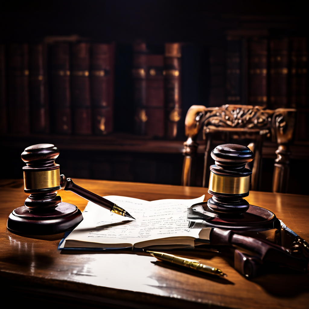 투표용지에 이름을 기재하는 손과 그 위로 드리워진 법정 소추와 법전이, 사소한 실수도 중대한 법적 결과를 초래할 수 있음을 상징적으로 보여주는 이미지입니다.