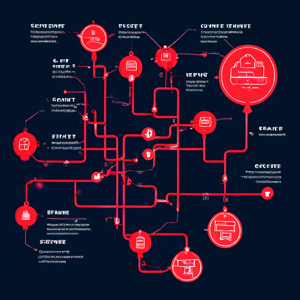 블록체인 기반 게임 아이템 거래 시스템의 구조적 취약점을 보여주는 플로우차트로, 사기꾼의 지갑으로 향하는 빨간색 경로가 온체인 거래의 보안 위험을 명확하게 강조합니다.