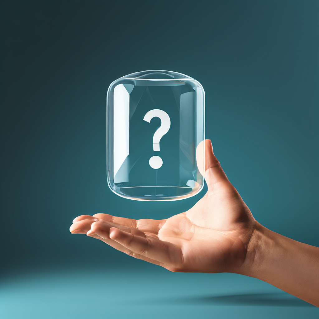 블로그 콘텐츠 접근이 차단된 상태를 의미하는 반투명 보호막 아이콘 위에 손과 물음표가 놓여 있는 이미지로, 콘텐츠 보호나 접근 제한에 대한 의문을 시각적으로 표현합니다.