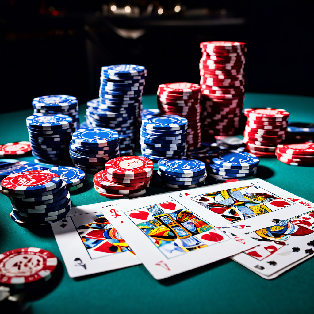 A player's hand hovers over a pile of casino chips on a green baccarat felt table, with a partial view of a discarded shoe and sca