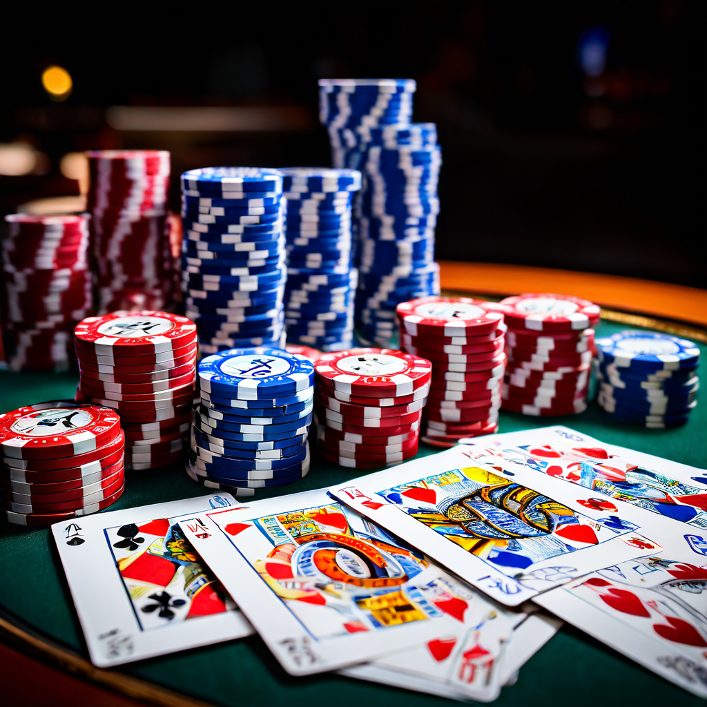 A close-up photograph of a baccarat table with a dealer's hand placing playing cards onto the green felt, surrounded by stacks of