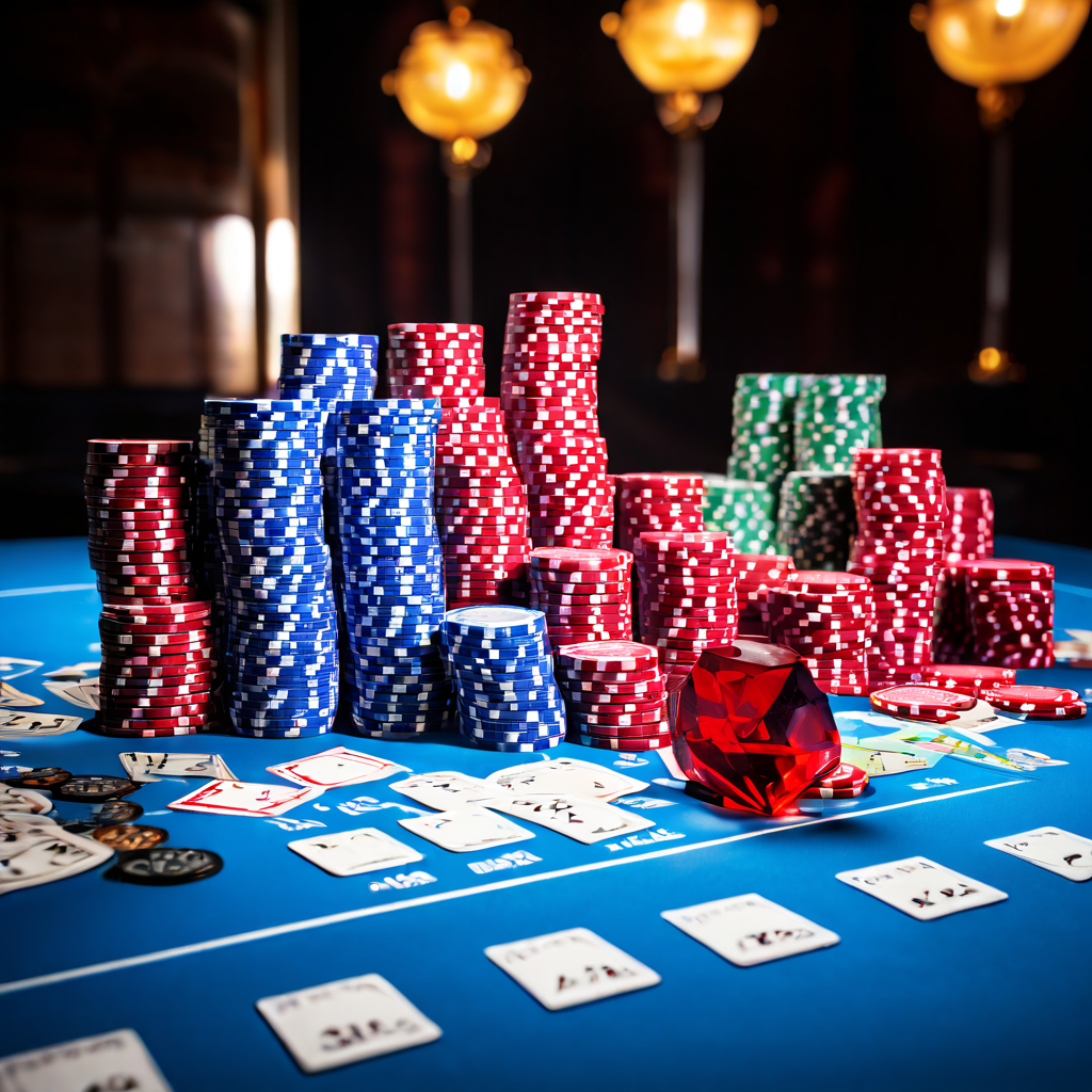 A person sets a written budget limit on a notepad beside a baccarat table, with playing cards, chips, and a casino card shoe in so