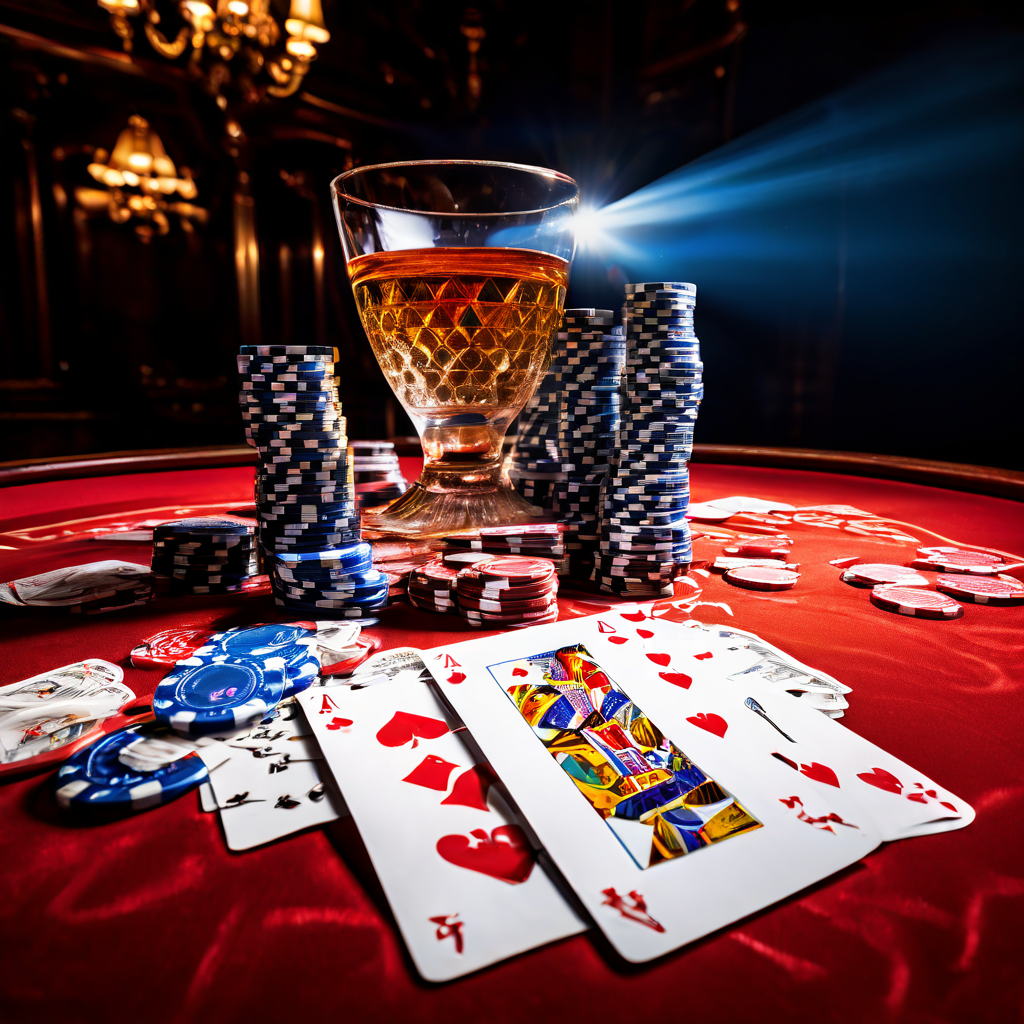 A documentary-style photograph showing a baccarat table with a long row of red Banker and blue Player markers tracking a consecuti